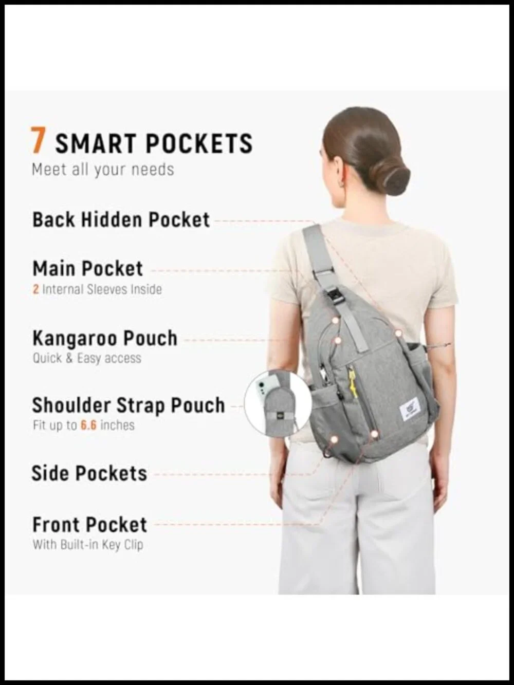 Anti-Theft Sling Backpack RFID Crossbody Bag Travel Shoulder Daypack